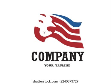 USA lion flag made possible for power freedom from USA This logo would be great for all industries from USA especially for freedom or strength