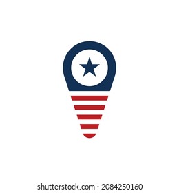 USA Location map icon star and stripes