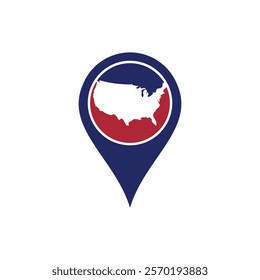 usa location pin sign vector design with united states map element
