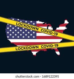 usa lockdown. coronavirus. covid-19. vector illustration.