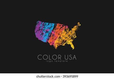USA logo. Color map of USA. America logo design.