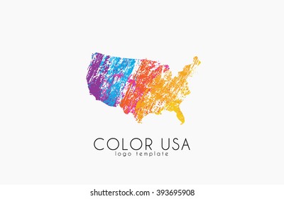 USA logo. Color map of USA. America logo design.