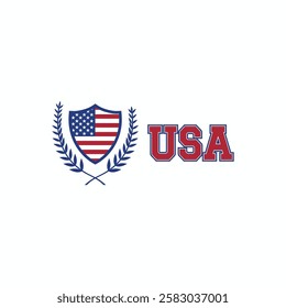 usa logo with flag vector design in shield shape	