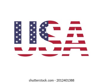 USA logo. USA text in flag colours vector logo. 