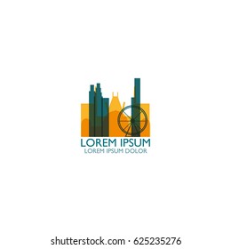 USA Los Angeles city modern city landscape skyline panorama vector logo blue icon