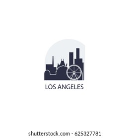 USA Los Angeles city modern city landscape skyline panorama vector logo blue icon