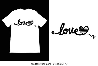 USA Love 4th Of July T-Shirt Vector Design, Fourth Of July  Sublimation Designs, USA Flag shirt, Love Patriotic Shirt.