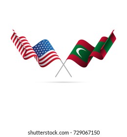 USA and Maldives flags. Vector illustration.