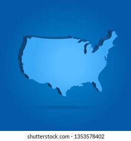 USA map 3d perspective extruded blue background