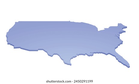 USA map 3D perspective view. vector illustration