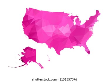usa Map - Abstract geometric rumpled triangular low poly style gradient graphic on white background , line dots polygonal design for your. Vector illustration