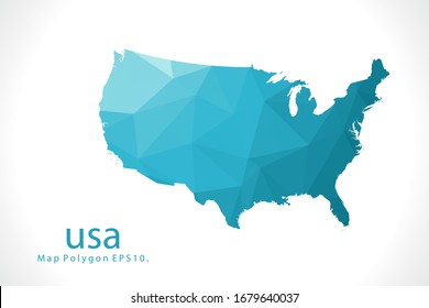 usa Map Abstract geometric rumpled triangular low poly style gradient graphic on white background
