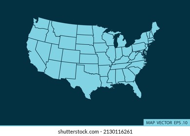 USA map ,Abstract mash line and point scales on dark background for your web site design map logo, app, ui ,Travel. Vector illustration eps 10.