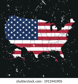 USA map. Accurate contour map. All states are within their borders.