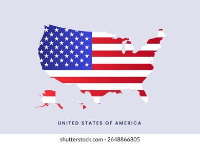 USA Map with American Flag Design. United States Flag Inside Country Map Vector Illustration