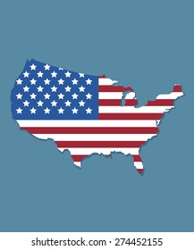 USA map with american  flag design