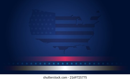 USA map american flag on navy blue background vector illustration