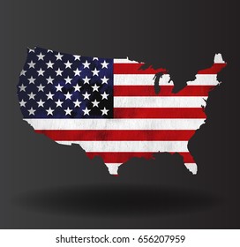 USA Map With American Flag Texture