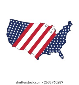 USA Map with American Flag – United States Vector Silhouette Design