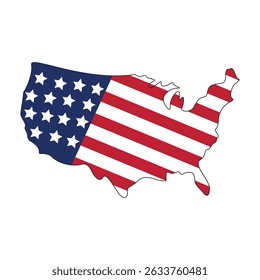 USA Map with American Flag – United States Vector Silhouette Design