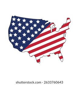 USA Map with American Flag – United States Vector Silhouette Design