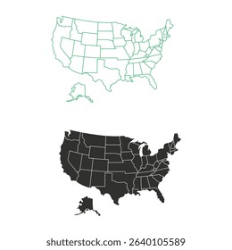 USA Map with American Flag – United States Vector Silhouette Design