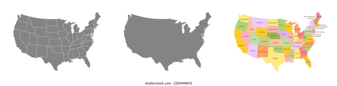 USA map. American map. United states of america vector country. Usa outline isolated