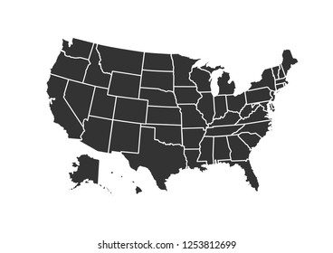 USA map for atlas vector icon isolated on white background .