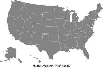 USA map background with states. United States of America map isolated on a white background. Vector illustration