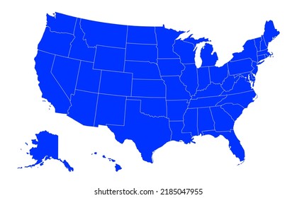 USA map background with states. United States of America map isolated on a white background. Vector illustration