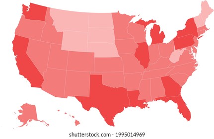 USA map big data visualization. Abstract data on map. Global activity monitoring. Heatmap of clusters. Visual information complexity. Human activity data map.