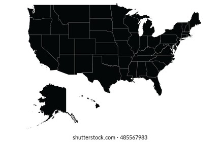 Usa map black color