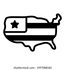 Icono de línea rellena de mapa de EE.UU., icono del día de la independencia del vector diseño usa.