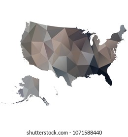 usa map - Black, grey, geometric rumpled low poly style gradient graphic background, polygonal design for your. Vector illustration eps 10.