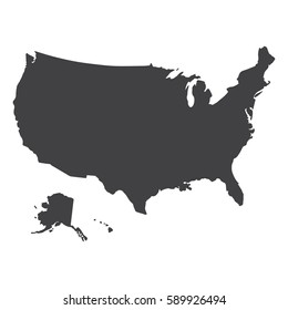 USA map in black on a white background. Vector illustration