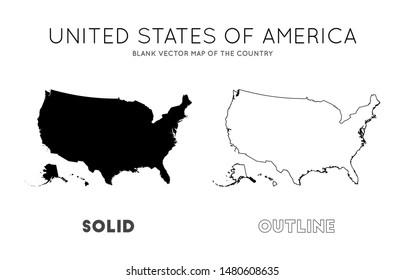 USA map. Blank vector map of the Country. Borders of USA for your infographic. Vector illustration.