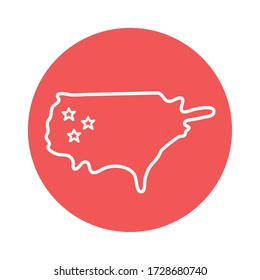 Diseño de iconos de estilo de bloque de mapas de Estados Unidos, Día de la Independencia de Estados Unidos, tema nacional Ilustración vectorial