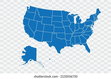 USA Map blue Color on Backgound png