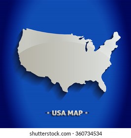 USA map blue line 3D vector