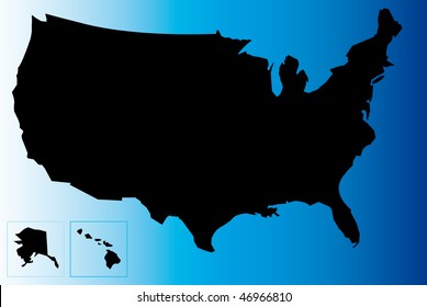 USA map with blue ocean.