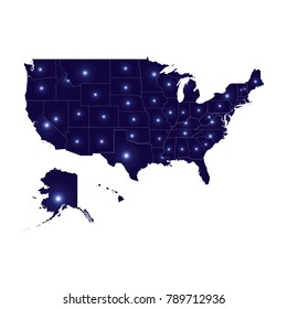 usa map - blue pastel graphic background . Vector illustration eps 10.