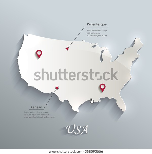 米国の地図の青い白いカード紙3dベクター画像 のベクター画像素材 ロイヤリティフリー