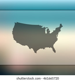 USA map. Blurred background with silhouette of USA map. Vector silhouette of USA map. United States of America. North America vector map.