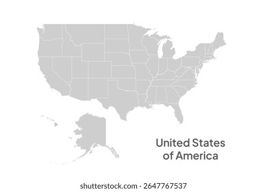 USA map with border, isolated on white background vector. For business use.