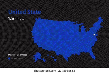 USA Map with a capital of Washington, D.C. Shown in a Mosaic Pattern	