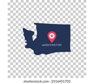 USA map with capital Washington DC transparant background