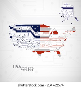 USA Map, circuit board vector background, technology illustration eps10