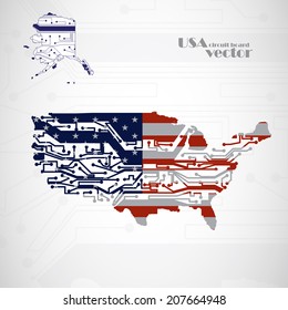 USA Map, circuit board vector background, technology illustration eps10