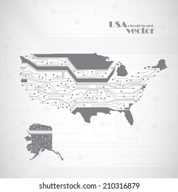 USA Map, circuit board vector background, technology illustration eps10