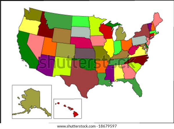 Usa Map Color Stock Vector (Royalty Free) 18679597 | Shutterstock